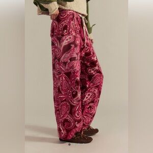 We The Free Paisley Wide Leg Pants - Red and Cream